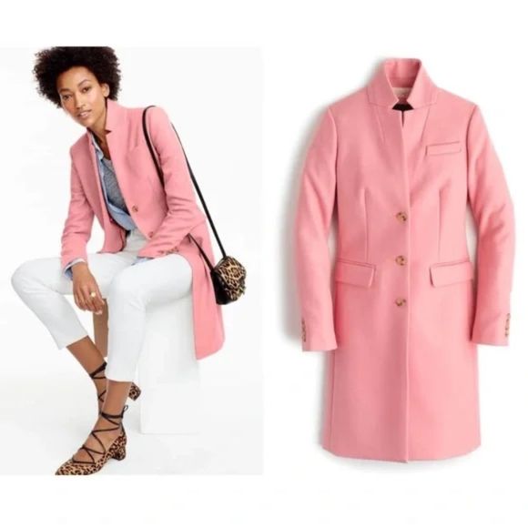 J. Crew Pink Pea Coat Regent Double Serge Top Coat